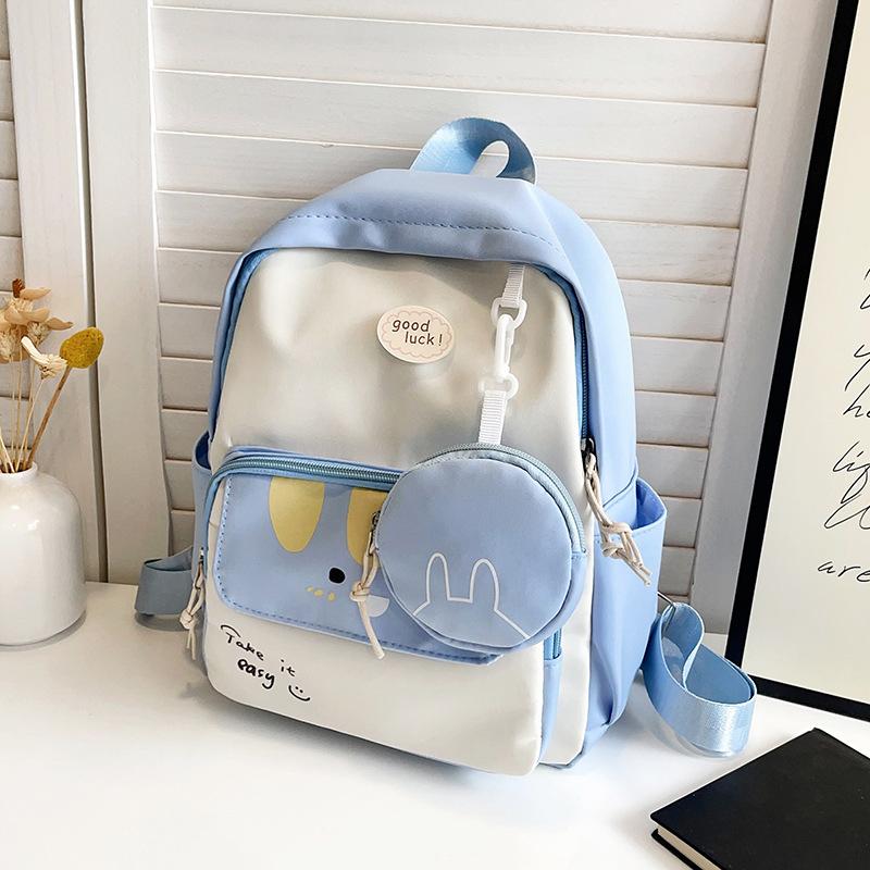 Versatile new school bag small fresh contrast kindergarten backpack two-piece cute backpack