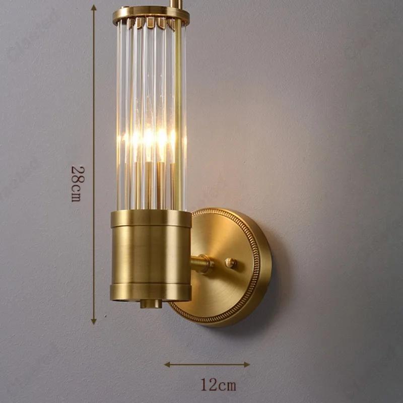 LED Minimalist Retro Full Copper Bedroom Bedside Wall Lamp Indoor Living Room Staircase Corridor Luxurious Decorative Lighting