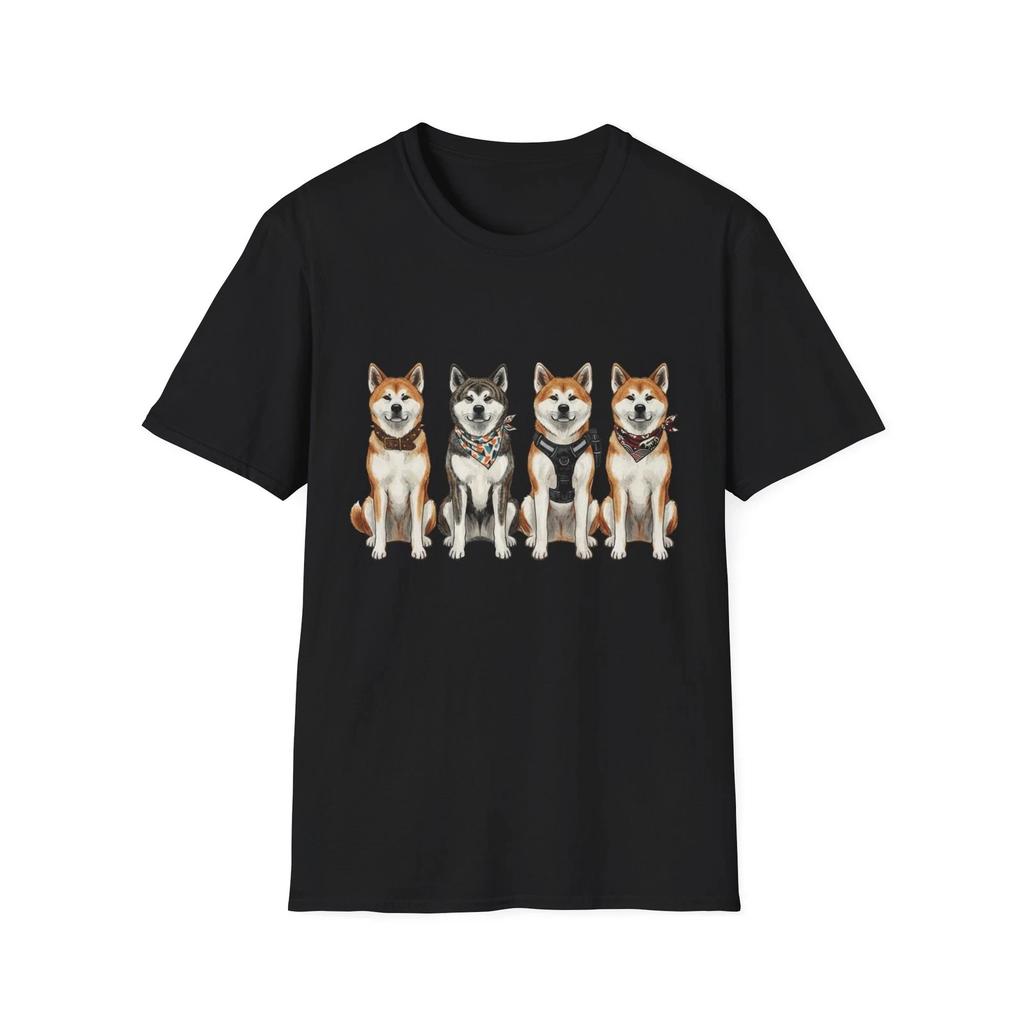 Dog Pack Vintage Watercolor Illustrated Black Tee Cool Graphic T-Shirt