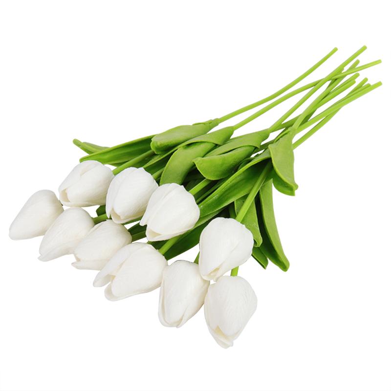 10pcs Artificial Flowers Real Touch Tulips Wedding Bouquets Flowers Fake PU Tulips for Wedding Decoration Home Garden Decor