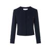 MONEY HONG Women's Elegant Round Neck Short Jacket