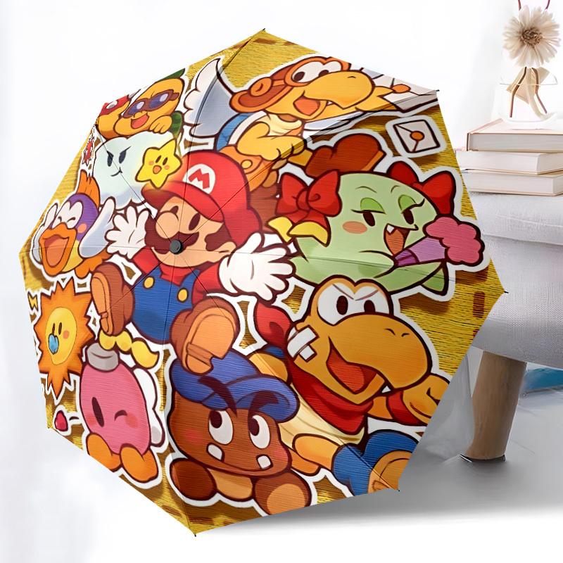 1pc Mario Characters Automatic Open/close Folding Portable Umbrella with 8-Rib Structure for Women/Men, All-Season Use 124