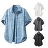 Summer New Men's Retro Distressed Casual Short-sleeved Shirt Casual Loose Lapel Shirt