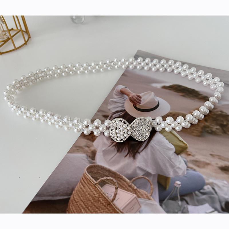Women's Stylish New Pearl Belt With Crystal Flower Design Ideal For Dress Accessories