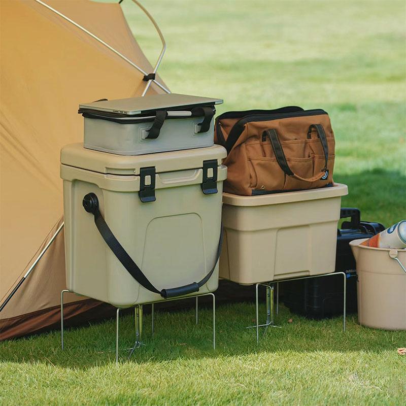 Folding Camping Cooler Box Stand Stainless Steel Camping Holder Container Moisture-proof Bracket Outdoor Activities Luggage Rack
