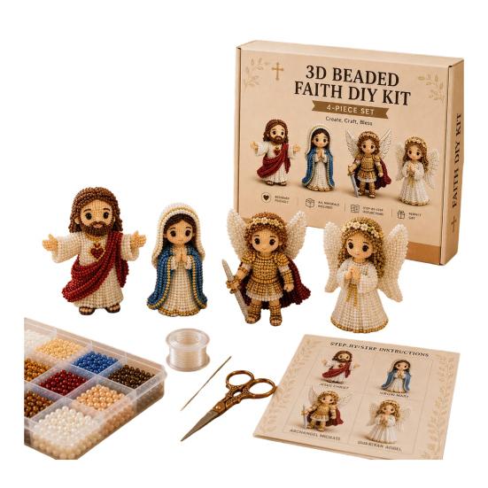 Beaded Faith Angel DIY Kit 3D Tiny Beaded Figures Craft Kit Christian Handmade