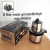 8L Multifunktionaler Edelstahl Fleischwolf & Gemüsemixer - Knoblauchhackmesser