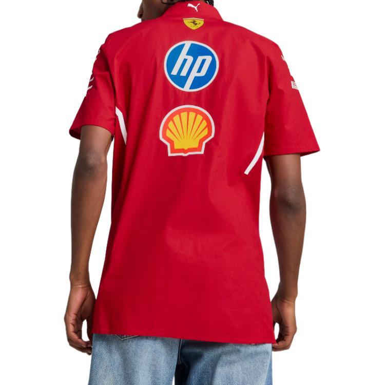 Puma Logo Letter Short Sleeve Shirt Men Shirts Deep-Cherry 763943-01
