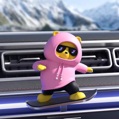 Car Center Console Ornaments Mini Sliding Bear Car Fragrance Decoration Interior Accessories