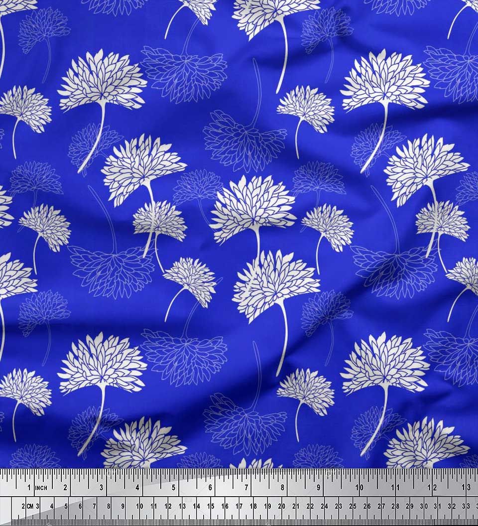 

Soimoi Red Japan Crepe Satin Fabric Flower Artistic Printed Fabric 1 Yard 42 Inch 42 Inch Wide - Poly Crepe синій