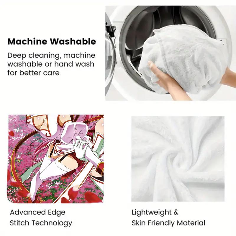 Code Geass Anime Girls Group Flannel Throw Blanket, Soft Blanket for Sofa Bed, Anime Character Petal Print Home Decoration