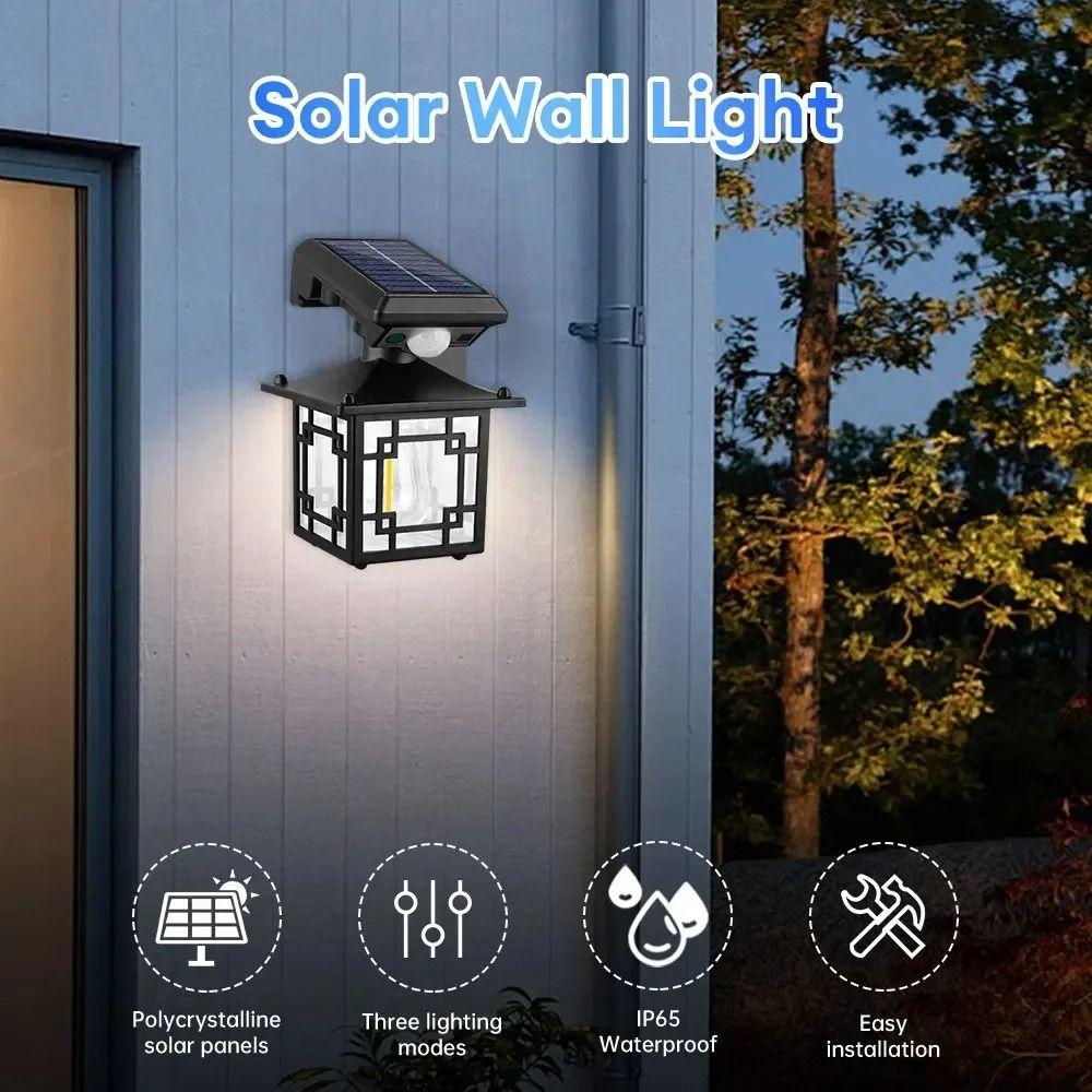 Remote Control Motion Induction Wall Lamp 3 Lighting Modes Solar Street Floodlight  Front Porch