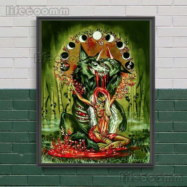 Gotycka Konstelacja Wiedźma Surrealistyczny Wydruk Sztuki Czaszki Dekoracja Ścienna Sztuka Płótno Malowanie Wystrój Domu Straszny De Wicca Plakat Wydruk Bez Ramki