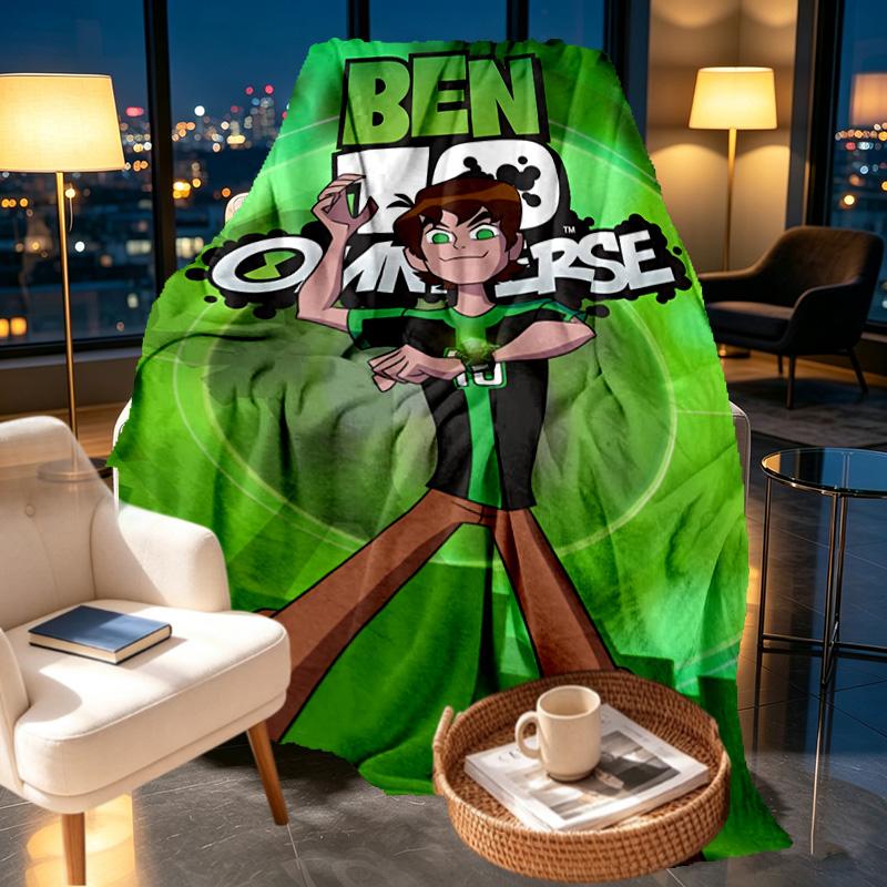 Ben 10 Cartoon Print Blanket - Soft & Comfortable, for Bedroom, Travel, Sofa, Home Decoration - Birthday Christmas Gift for Friend