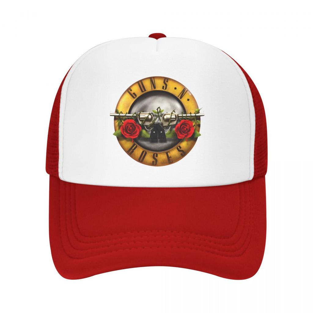 Guns N Roses Ležérní Obyčejná kšiltovka ze síťoviny kovová páska Nastavitelné čepice se zipem pro ženy Unisex čepice táta Trucker