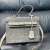 Vintage Matte Portable Suede Kelly Bag Velvet Platinum Bag Autumn and Winter New Fashion Shoulder Ellyag