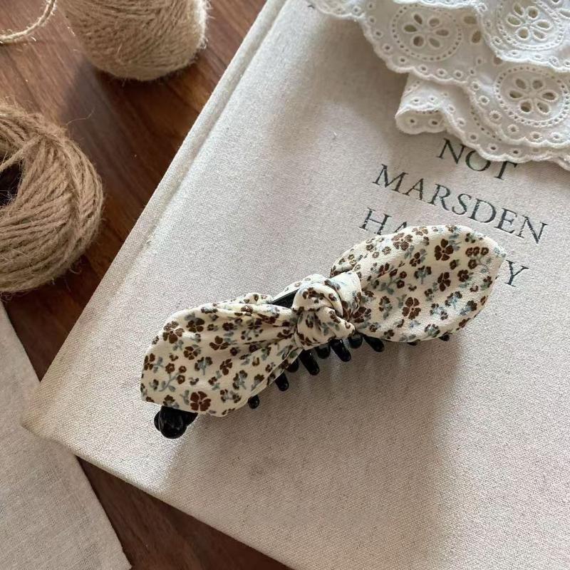 Women's Princess Style Bow Hair Clip Sweet Small Floral Pattern Hair Accessory for Graduation Ceremony Daily Wear
