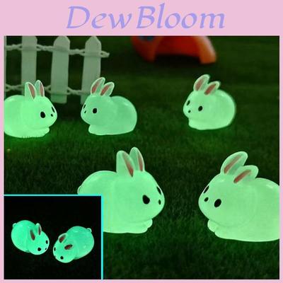 Adorable Glow In The Dark Fat Rabbit Figurine Resin Cute Diy Terrarium Decor Accessories