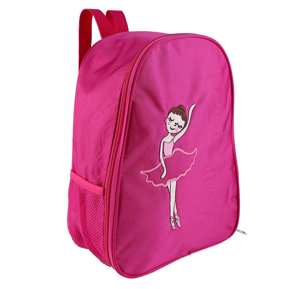 Girls Ballet Dance Embroidered Backpack Kids Shoulder Sports Bag(Pink)
