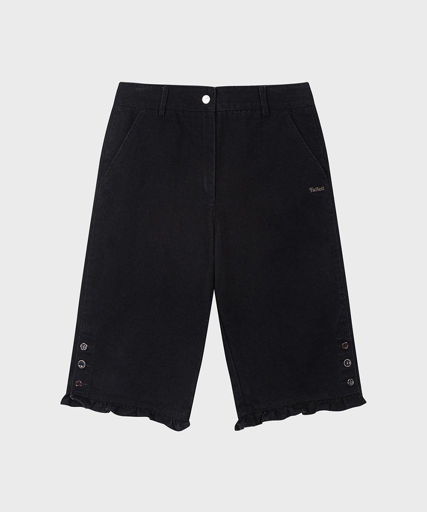 FALLETT Frill Capri Pants Black