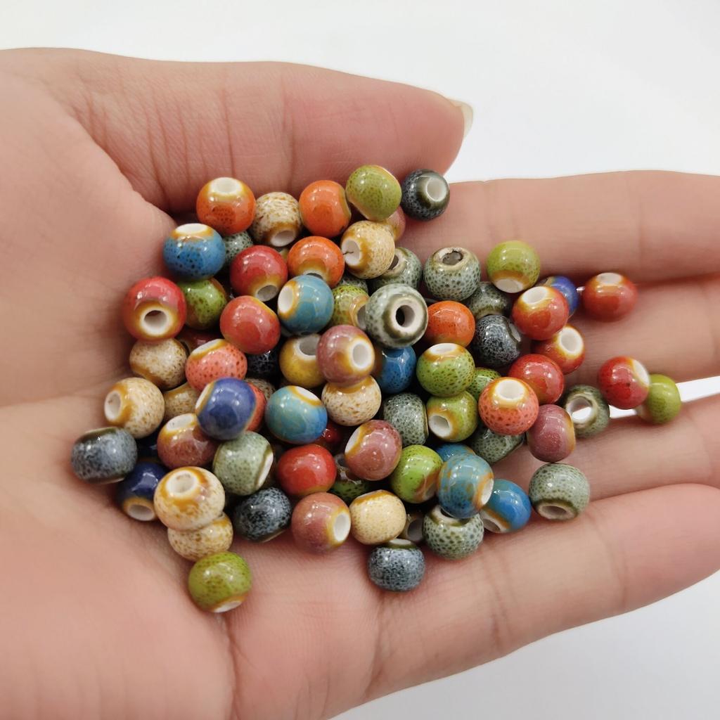 (50 Pcs/Lot) 6mm Round Ceramic Beads DIY Porcelain Loose Beads For Necklace Bracelet Jewelry Making
