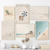 Retro Minimalist Beach Figure Swimming Surfing Poster Canvas Painting Wall Art Pictures Home Beach House Bathroom Decor