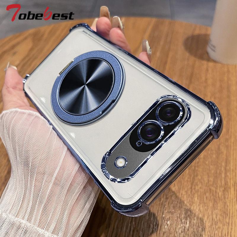 360° Degree Rotate Magnetic Bracket Phone Case For Google Pixel 10 9 8 7 Pro XL 9A 8A 7A Clear Shockproof Plating Silicone Cover