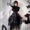 Halloween Diablo Goth Adams Family Ghost Bride Vampire Dress Wednesday cos Dress Little Black Dress