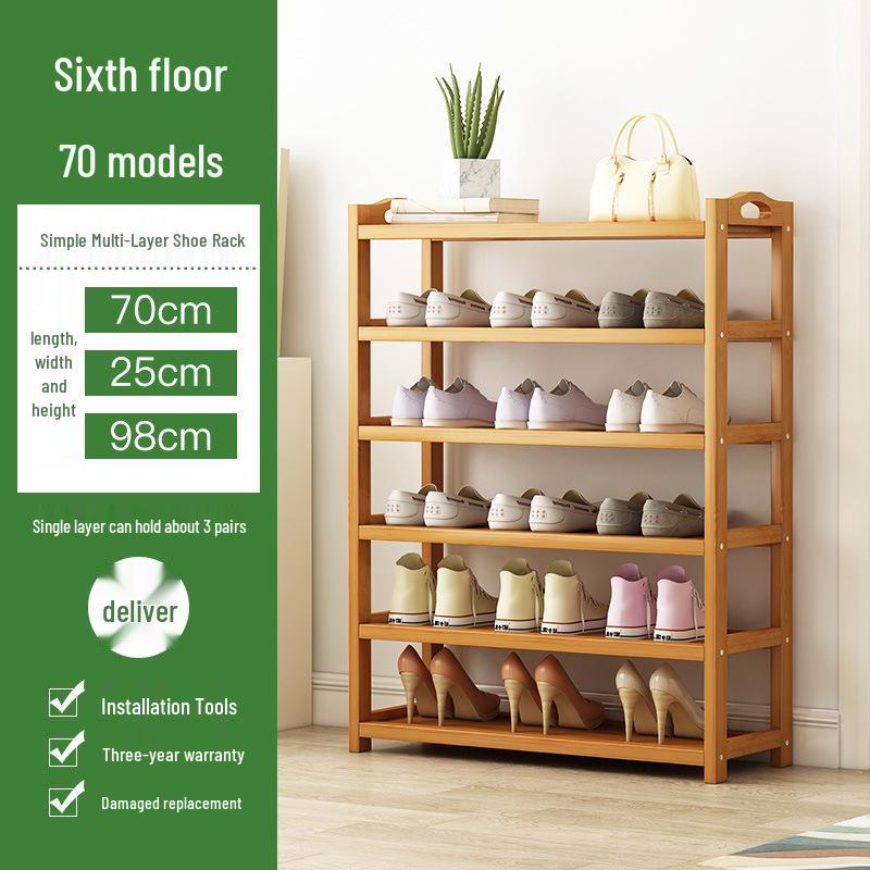 Camphor Bamboo Multi-layer Shoe Rack - Space-saving Floor Storage Cabinet for Dormitory Entrance