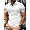 Men's Beige Black Gray Striped Polo Shirt Slim   Business Casual Blouse