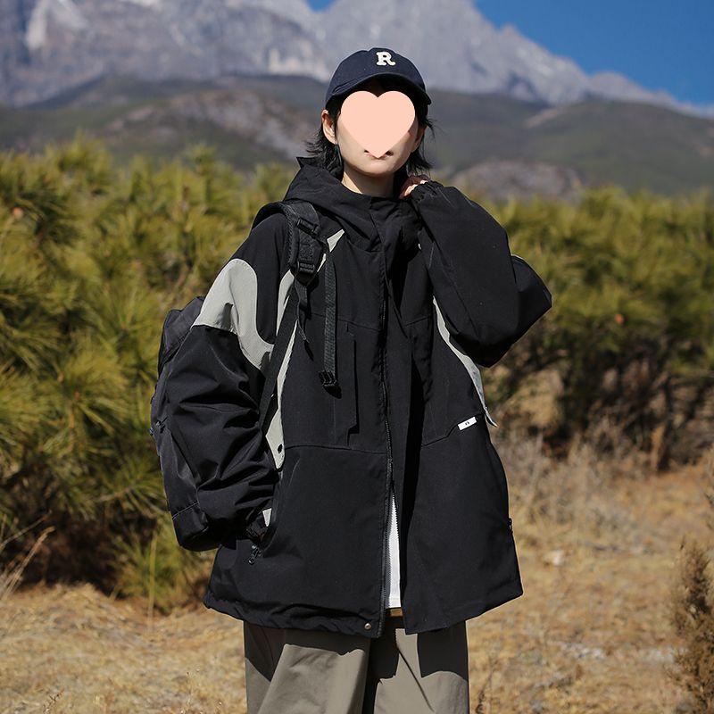 

Mountain Waterproof Retro Color Block 3-in-1 Windbreaker Hooded Jacket for Men & Women - Spring/Autumn 3XL (160-175 cm)