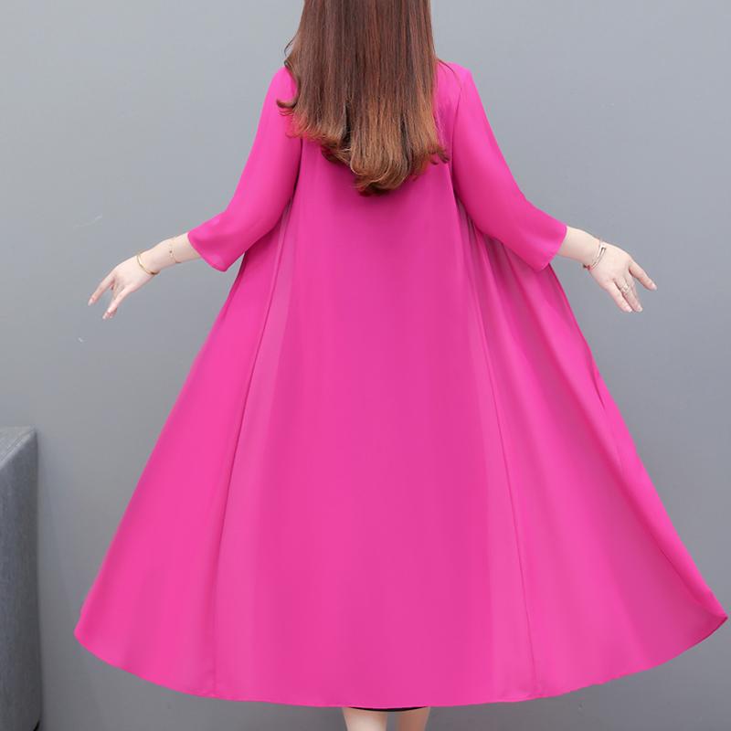 Elegant Chiffon Overcoat Woman Summer  Thin Casual Plus Size Women's Summer Long Poncho