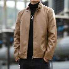 Men's leather jacket spring and autumn new locomotive jacket stand-up collar men's top trendy short leather jacket velvet leather jacket