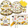 81 Pcs Construction Birthday Party Supplies Decorations Includes Tablecloth, Plates, Napkins, Cups and Tablewares for Boys Kids Construction Tractor
