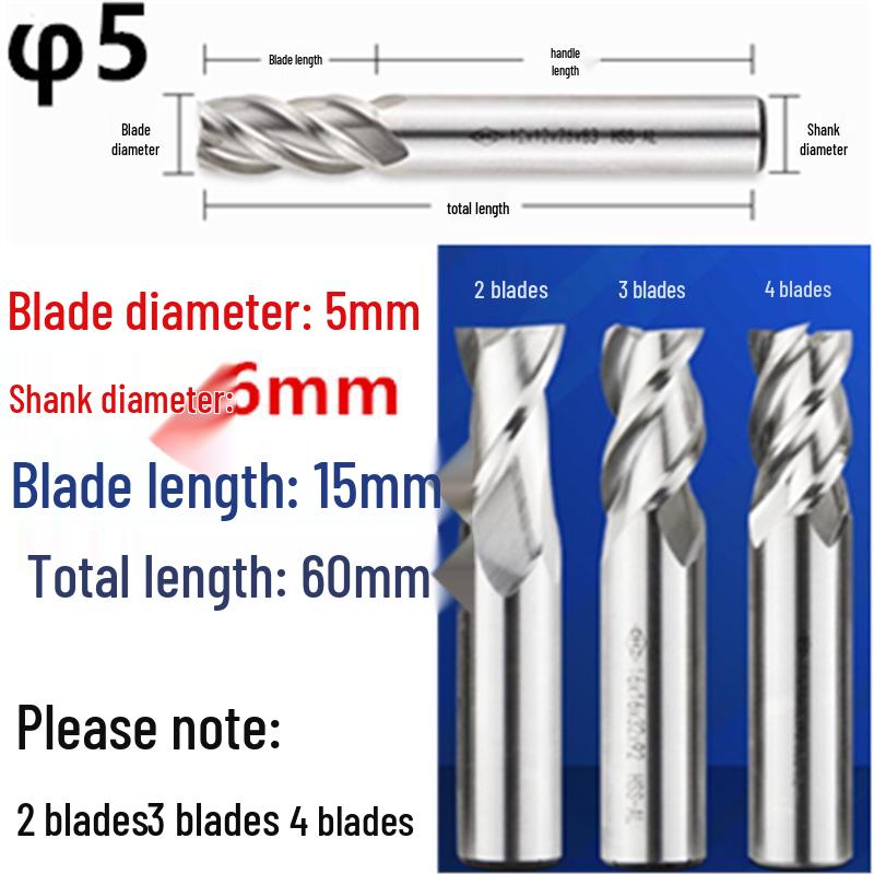Guiyang Xiaohe DHZ High-Speed Steel 2/3/4-Flute Milling Cutter