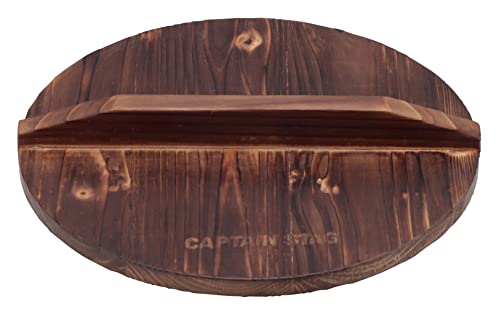 Captain Stag Outdoor Campingtopf mit Holzdeckel, 22 cm, Edelstahl, Hergestellt in Japan, Tsubame-Sanjo, UH-4125