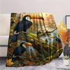 1PC Toucan Oil Painting Print FlAannel Blanket, High quality Comfortable for All Seasons, Home Decor, Warmth and Comfort