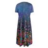 Damesmode Gradient Print Ronde Hals Korte Mouw Losse Grote Zak Jurk
