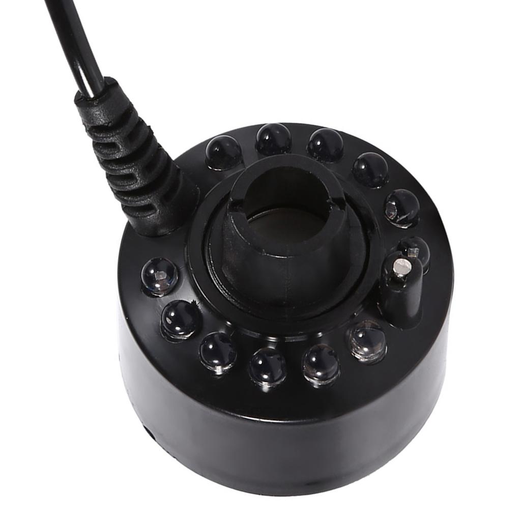 Mist Generator with 12 LEDs, Color Changing Ultrasonic Water Pond Atomizer, Humidifier with 12 LEDs, Ideal for Decorative Effects, Rock Garden, Founta