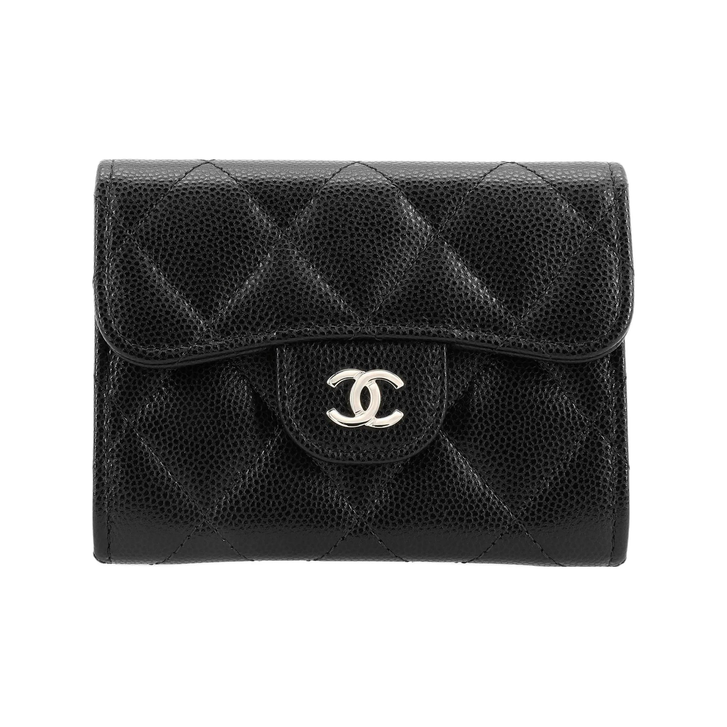 

Жіночий картхолдер та гаманець CHANEL Чорний із золотою пряжкою Класичний ромбоподібний візерунок Короткий Двошаровий клапан Шорстка теляча шкіра One Size-Gift Set(Basic Set+Box+Shopping Bag) чорний