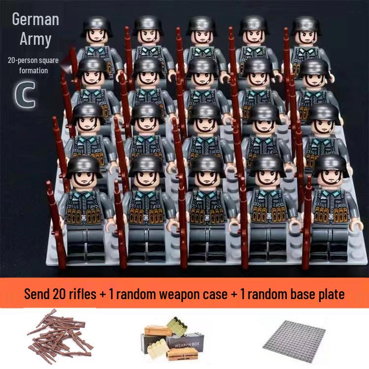 WW2 Military Building Blocks: Eighth Route, German, US, Soviet Armies Minifigures - Educational Toy