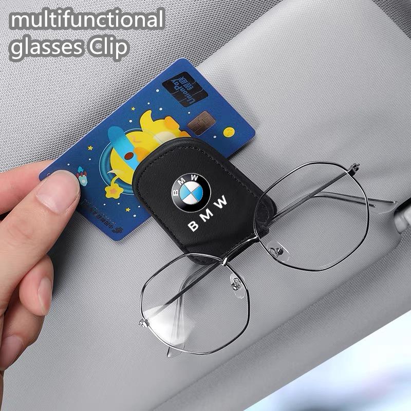 Car Glasses Clip Multifunction Sun Visor Leather Eyeglasses Clip For BMW M e46 e90 e60 f30 f10 e39 e36 g20 g30 f20 Accessories djbf00