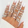 Open Multi-joint Ring Set for Women, Featuring a Unique Hollow Heart and Butterfly design22Set