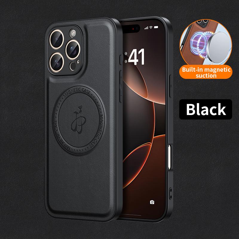 Magnetic Stand Holder PU Leather Phone Case For Magsafe iPhone 16 16E 15 14 13 12 11 Pro XS Max Wireless Charging Logo Cover