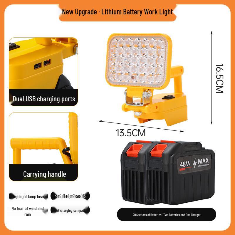 Portable Emergency Lithium Battery Floodlight for Camping, Construction, and Car Repairs