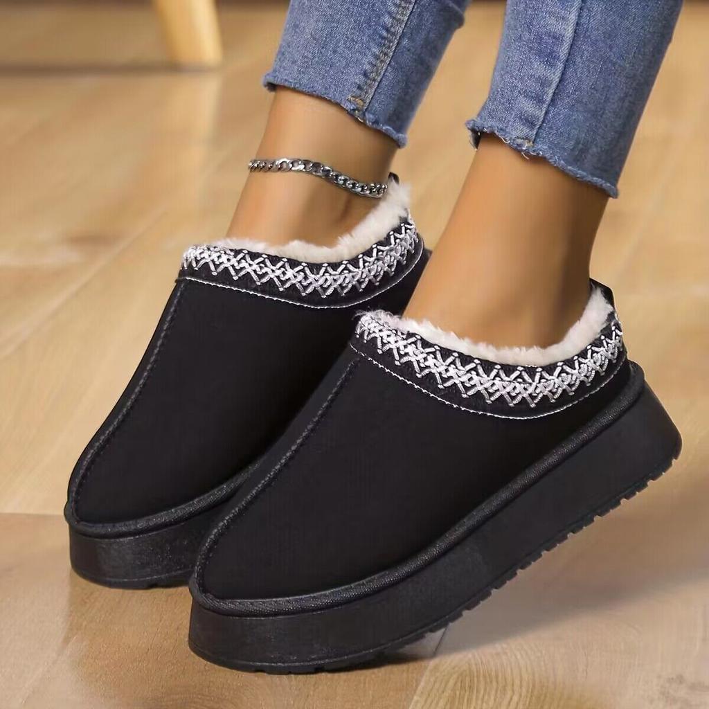 Fashion Snow Boots for Women 2024 Winter New Warm Thickened Fluff Soles Boots Women Casual Comfortable Cotton Shallow Shoes for Women