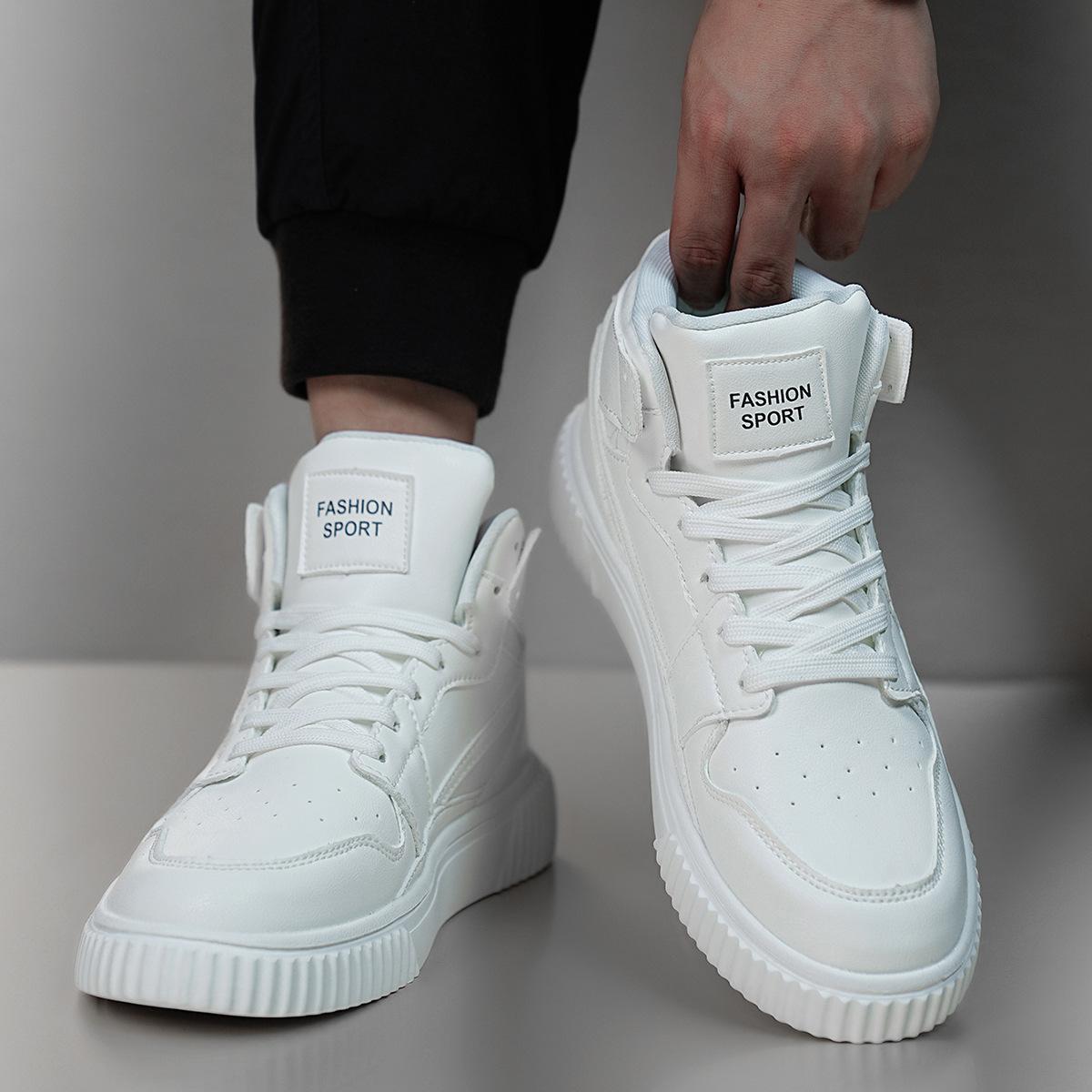 

2025 новая обувь на доске осень и зима полувысокие модные мужские кроссовки спортивные модные кроссовки мужские повседневные универсальные маленькие белые кроссовки мужские 45 белый