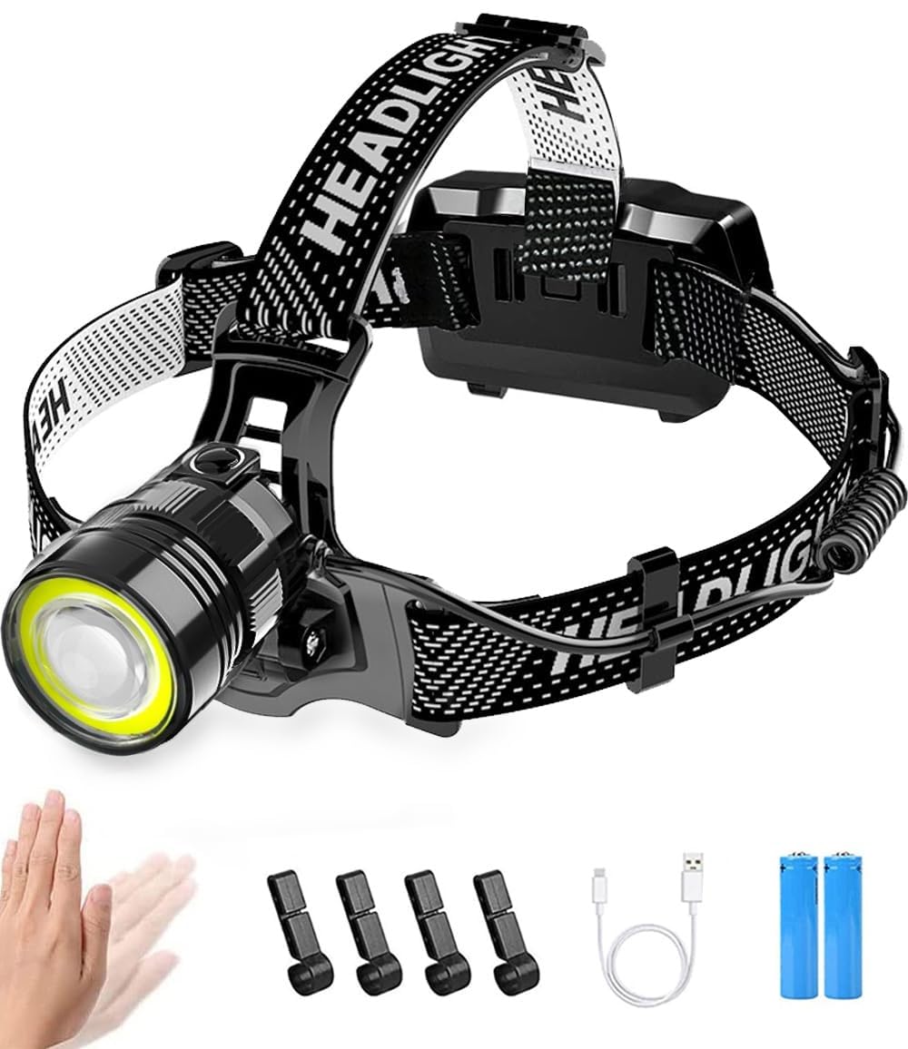 

Новейший сверхмощный красный белый яркий светодиодный перезаряжаемый COB USB шлем большой 18650 Идеально подходит для катастроф, активного отдыха ночью и работы [2024 Высокая яркость, + чёрный