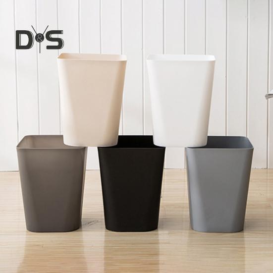 Small Waste Basket Trash Can Large Capacity Solid Color Easy To Clean Indoor Outdoor Plastic Garbage Bin