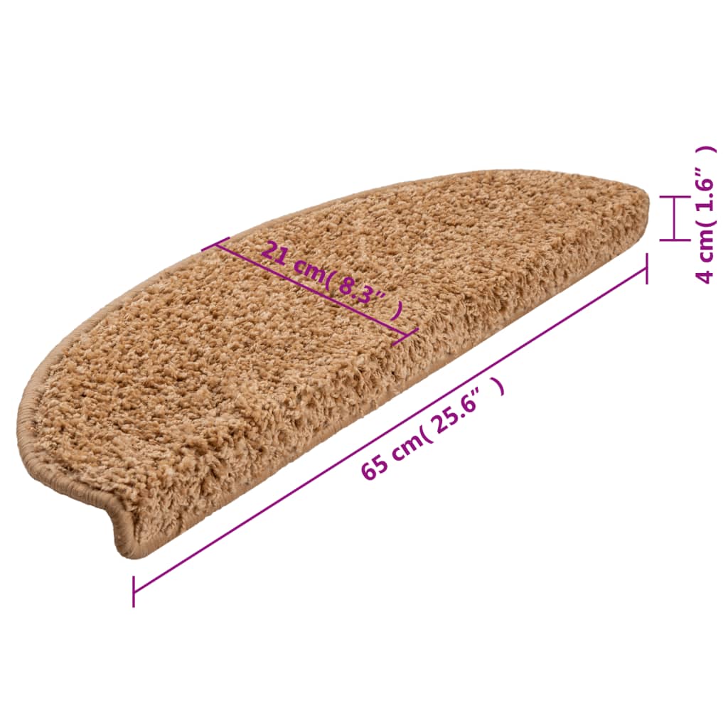 Stair Treads 10 pcs 65 x 21 x 4 cm Beige Semi Round Large
